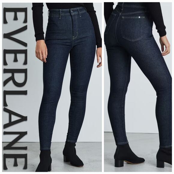 NWOT Everlane Way-High Clean Front Organic Cotton Skinny Jeans Sz. 26x28 Indigo - Picture 1 of 14